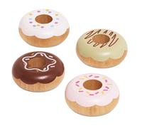 Le Toy Van - TV332 - Juego Educativo Pretend Donuts, Juguete Infantil, 2 Años, Set de 4 Donuts con Caja de Regalo, Juego Montessori, Madera Natural FSC y Colores al Agua