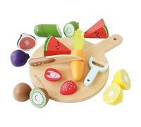 Le Toy Van TV355 - Juego educativo para niño de 2 años, juego de frutas y verduras para cortar de madera FSC, 18 piezas, juguete de cocina, ecológico, Montessori