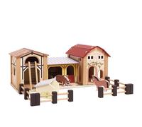 Le Toy Van - TV410 - Juego Educativo Granja de Animales de Madera con Techo Desmontable, 3 años, Montessori, 58 x 52 x 24 cm, Gran Establo con Establo y Pocilga, con Vallas Móviles