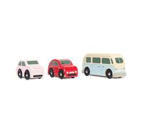 Le Toy Van - TV463 - Coches de juguete para niños de 2 años en madera FSC, juego de 3 vehículos en estilo vintage, compatibles con todas las vías de tren de madera estándar, sin plástico
