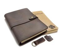 Diario de cuero recargable Le Vent para hombres y mujeres - 2 cuadernos encuadernados con l neas y en blanco - Tapa de cuero A5 de 8x5 para cuade