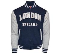 LE170NG London England - Chaqueta de bisbol Unisex, Color Azul Marino Azul Navy Gris S