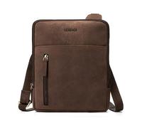 LEABAGS bandolera de cuero hombre I Bandolera con bandolera I Bolso de trabajo I Bolso de oficina I Bolso de mano I Bolsa de viaje I Bolso tablet I Cuero hecho a mano I Natural Marrón Oscuro