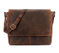 LEABAGS Bolso Bandolera para Hombres y Mujeres | Bolsa Ordenador Portátil de Cuero Auténtico 14" | Bolsa de Mensajero con Correa | Bolsa de Hombro | Bolsa de Mano de Trabajo | Vintage marrón Rojizo