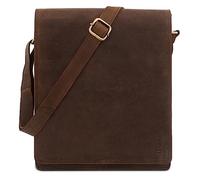 LEABAGS Bolso Bandolera para Hombres y Mujeres | Bolso de Piel Auténtica para Portátil hasta 13 Pulgadas | Bolsa de Mensajero con Correa | Bolso de Hombro | Bolsa de Trabajo | Marrón Oscuro Natural