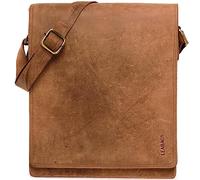 Leabags Bolso Bandolera para Hombres y Mujeres | Bolso de Piel Auténtica para Portátil hasta 13 Pulgadas | Bolsa de Mensajero con Correa | Bolso de Hombro | Bolsa de Trabajo | Marrón Claro Natural