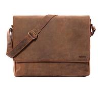 LEABAGS Bolso Bandolera para Hombres y Mujeres | Bolso Mensajero con Correa | Bolsa Cuero Genuino para Portátil 15" | Bolsa de Hombro | Bolsa de Trabajo | Bolsa de Transporte | Fox