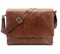 LEABAGS Bolso Bandolera para Hombres y Mujeres | Bolso Mensajero con Correa | Bolsa Cuero Genuino para Portátil 15" | Bolsa de Hombro | Bolsa de Trabajo | Bolsa de Transporte | Amber