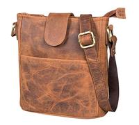LEABAGS Bolso de Cuero para Mujer | Bandolera de Cuero Genuino | Alta Calidad | Trabajo, Universidad, Escuela y Tiempo Libre | Tamaño L (31 x 29 x 13 cm) | Fox