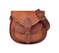 LEABAGS Bolso de Cuero para Mujer | Bandolera de Cuero Genuino | Hombro para Trabajo, Universidad, Escuela y Tiempo Libre | Tamaño M (23 x 21 x 11 cm) | Vintage Cognac