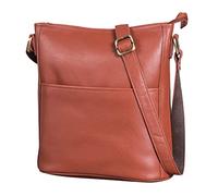 LEABAGS Bolso de Cuero para Mujer | Bandolera de Cuero Genuino | Hombro para Trabajo, Universidad, Escuela y Tiempo Libre | Tamaño M (24 x 23 x 6 cm) | Nappa Marrón Rojizo