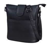 LEABAGS Bolso de Cuero para Mujer | Bandolera de Cuero Genuino | Trabajo, Universidad, Escuela y Tiempo Libre | Tamaño L (31 x 29 x 13 cm) | Nappa Negro
