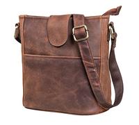 LEABAGS Bolso de Cuero para Mujer | Bandolera de Cuero Genuino | Trabajo, Universidad, Escuela y Tiempo Libre | Tamaño M & L