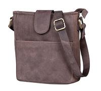 LEABAGS Bolso de Cuero para Mujer | Bandolera de Cuero Genuino | Trabajo, Universidad, Escuela y Tiempo Libre | Tamaño L (31 x 29 x 13 cm) | Marrón Oscuro Natural