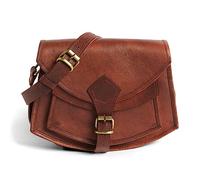 LEABAGS Bolso de Cuero para Mujer | Bandolera de Cuero Genuino | Trabajo, Universidad, Escuela y Tiempo Libre | Vintage Cognac | Tamaño L (25 x 22 x 7 cm)