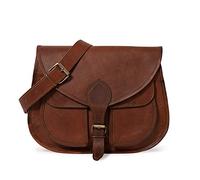 LEABAGS Bolso de Mano Mujer | Bolso Bandolera de Cuero Genuino | Bolso de Hombro | Bolso de Mujer para Trabajo, Universidad, Escuela y Tiempo Libre | 32 x 27 x 10 cm | Vintage Cognac