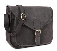 LEABAGS Bolso de mano para mujer | Bolso bandolera de cuero genuino premium | Bolso de hombro | Bolso para trabajo, universidad, escuela y tiempo libre | L (32 x 31 x 9 cm) | Natural marrón oscuro