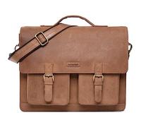 LEABAGS Bolso para Hombres y Mujeres | Bolsa de portátil de Cuero Genuino 15" | Bolso Bandolera con Correa | Bolso de Hombro | Bolsa mensajera | Bolsa de Trabajo | Bolsa de Profesor | Marrón Claro