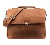 LEABAGS Bolso para Hombres y Mujeres | Bolsa de Portátil de Cuero Genuino 15 Pulgadas | Bolso Bandolera con Correa | Bolso de Hombro | Bolsa Mensajera | Bolsa de Trabajo | Fox