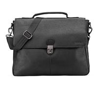 LEABAGS Bolso para Hombres y Mujeres | Bolsa de Portátil de Cuero Genuino 15 Pulgadas | Bolso Bandolera con Correa | Bolso de Hombro | Bolsa Mensajera | Bolsa de Trabajo | Nappa Negro