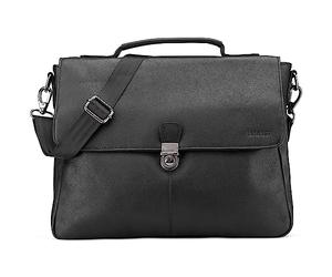 LEABAGS Bolso para Hombres y Mujeres | Bolsa de Portátil de Cuero Genuino 15 Pulgadas | Bolso Bandolera con Correa | Bolso de Hombro | Bolsa Mensajera | Bolsa de Trabajo | Nappa Negro