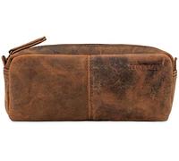 LEABAGS Estuche de Cuero Genuino | Gran Estuche para bolígrafos, lápices y papelería Escolar | Carpeta para lápices Trabajo, Universidad y Escuela | Fox