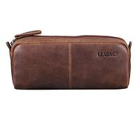 LEABAGS Estuche de Cuero Genuino | Gran Estuche para bolígrafos, lápices y papelería Escolar | Carpeta para lápices Trabajo, Universidad y Escuela | Tuerca