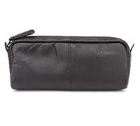 LEABAGS Estuche de Cuero Genuino | Gran Estuche para bolígrafos, lápices y papelería Escolar | Carpeta para lápices Trabajo, Universidad y Escuela | Nappa Negro