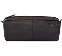LEABAGS Estuche de Cuero Genuino | Gran Estuche para bolígrafos, lápices y papelería Escolar | Carpeta para lápices Trabajo, Universidad y Escuela | Negro Natural