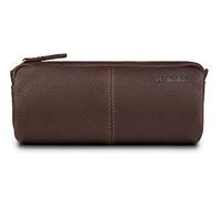 LEABAGS Estuche de Cuero Genuino | Gran Estuche para bolígrafos, lápices y papelería Escolar | Carpeta para lápices Trabajo, Universidad y Escuela | Dark Coffee