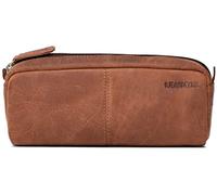 LEABAGS Estuche de Cuero Genuino | Gran Estuche para bolígrafos, lápices y papelería Escolar | Carpeta para lápices Trabajo, Universidad y Escuela | Marrón Claro Natural