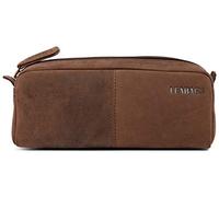 LEABAGS Estuche de Cuero Genuino | Gran Estuche para bolígrafos, lápices y papelería Escolar | Carpeta para lápices Trabajo, Universidad y Escuela | Marrón Oscuro Natural