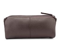 LEABAGS Estuche de Cuero Genuino | Gran Estuche para bolígrafos, lápices y papelería Escolar | Carpeta para lápices Trabajo, Universidad y Escuela | Cacao Oscuro