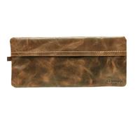 LEABAGS Estuche de Cuero pequeño Genuino | Estuche para bolígrafos para Trabajo, Universidad y Escuela | Estuche para lápices | Carpeta para lápices | Tamaño L | Fox