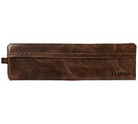 LEABAGS Estuche de Cuero pequeño Genuino | Estuche para bolígrafos para Trabajo, Universidad y Escuela | Estuche para lápices | Carpeta para lápices | Tamaño L | Vintage Cognac