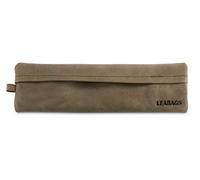 LEABAGS Estuche de Cuero pequeño Genuino | Estuche para bolígrafos para Trabajo, Universidad y Escuela | Estuche para lápices | Carpeta para lápices | Tamaño S | Verde Natural