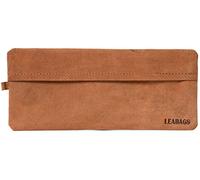 Leabags Estuche de Cuero pequeño Genuino | Estuche para bolígrafos para Trabajo, Universidad y Escuela | Estuche para lápices | Carpeta para lápices | Tamaño L | Marrón Claro