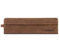LEABAGS Estuche de Cuero pequeño Genuino | Estuche para bolígrafos para Trabajo, Universidad y Escuela | Estuche para lápices | Carpeta para lápices | Tamaño S | Marrón Medio Natural