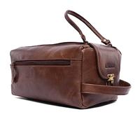 LEABAGS Gran Neceser de Cuero Premium Mujeres y Hombres | Bolsa de Aseo para Viaje | Amplia Bolsa de Cosméticos | Organizador de Maquillaje | Estuche de Belleza | Bolsa de Lavado | Vintage Cognac