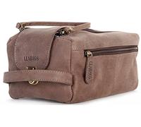 LEABAGS Gran Neceser de Cuero Premium Mujeres y Hombres | Bolsa de Aseo para Viaje | Amplia Bolsa de Cosméticos | Organizador de Maquillaje | Estuche de Belleza | Bolsa de Lavado (Marrón, Talla única)