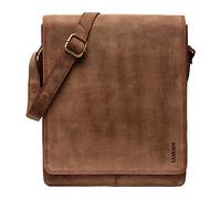 LEABAGS London Bandolera de Piel - Bolso Messenger Vintage Unisex - Bolso Pequeño de Cuero Auténtico de Estilo Casual y Elegante - Crossbody para el Uso Diario