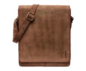 LEABAGS London Bandolera de Piel - Bolso Messenger Vintage Unisex - Bolso Pequeño de Cuero Auténtico de Estilo Casual y Elegante - Crossbody para el Uso Diario