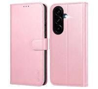 Leacckl Coque pour Samsung Galaxy A57 5G, Étui Portefeuille en Cuir, Étui à Rabat Avec Porte-Cartes et Boucle Magnétique, Rose