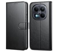 Leacckl Funda para Xiaomi Redmi Note 14 4G, No para 5G, Funda Tipo Cartera de Piel, Funda Abatible con Tarjetero y Hebilla Magnética, Negro