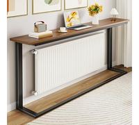 Leaceuv Cubre Radiadores,Estante Cubreradiadores,Mesa Estrecha para Detrás del Sofá Cama,Mesa Auxiliar de Madera y Metal,Cubierta Radiador,para Sala de Estar,Cocina,Pasillo(Nero,140x20cm/55.1x7.8in)