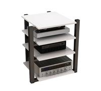 Leaceuv Mueble Equipo HiFi,Mesa Auxiliar de 2/3/4 Niveles,Mueble TV de Madera y Metal,Mueble Soporte Impresora,Mesa Televisión,Estante de Almacenamiento,para Hogar Oficina(Wit,4 Tier)