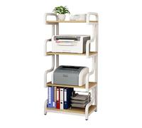 Leaceuv Mueble Equipo HiFi,Soporte Altavoces,Mesa Impresora 3D con 3 o 4 Estantes,Fabricado en Madera y Metal,Soporte Videoconsolas,para Tocadiscos,Hi-Fi,Proyector(White+Light Walnut,4 Tier)