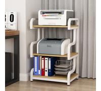 Leaceuv Mueble Equipo HiFi,Soporte Altavoces,Mesa Impresora 3D con 3 o 4 Estantes,Fabricado en Madera y Metal,Soporte Videoconsolas,para Tocadiscos,Hi-Fi,Proyector(White+Light Walnut,3 Tier)