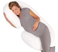 Leachco Snoogle Chic Supreme - Almohada para embarazo/maternidad con funda de algodón 100% satén en color blanco, 1 unidad (paquete de 1)