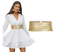 LEACOOLKEY Cinturón ancho de cuero elástico para mujer, cinturón de moda para vestidos y jeans, regalo elegante para fiestas, 70cm(Misura vita 64cm-73cm)